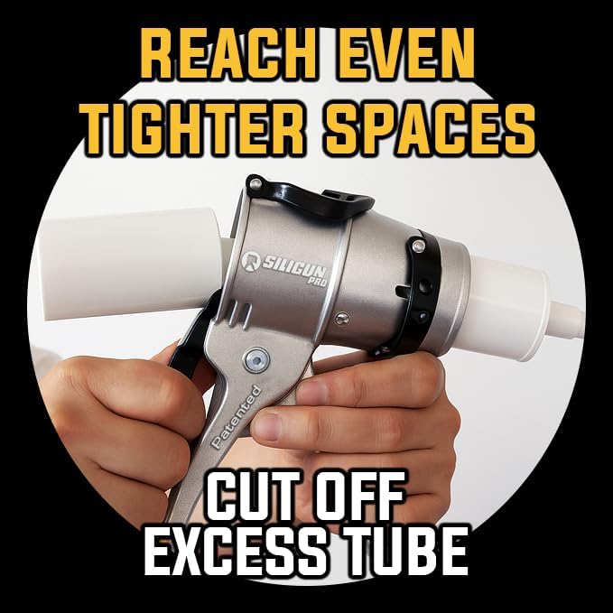 SILIGUN ™ PRO Compact 24:1 Caulking Gun - No Drip Caulk Gun - Patent Design - Lightweight Aluminum Frame - Works with all 10 oz Tubes ( PRO) - Image 3